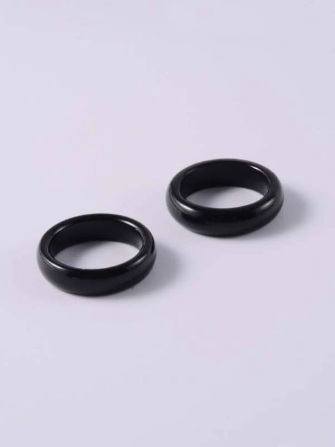 2pcs Men Black RIng