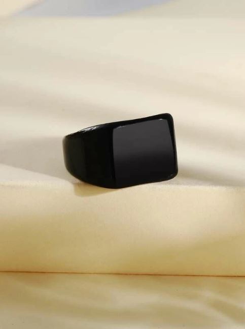 Men Black Plain Ring